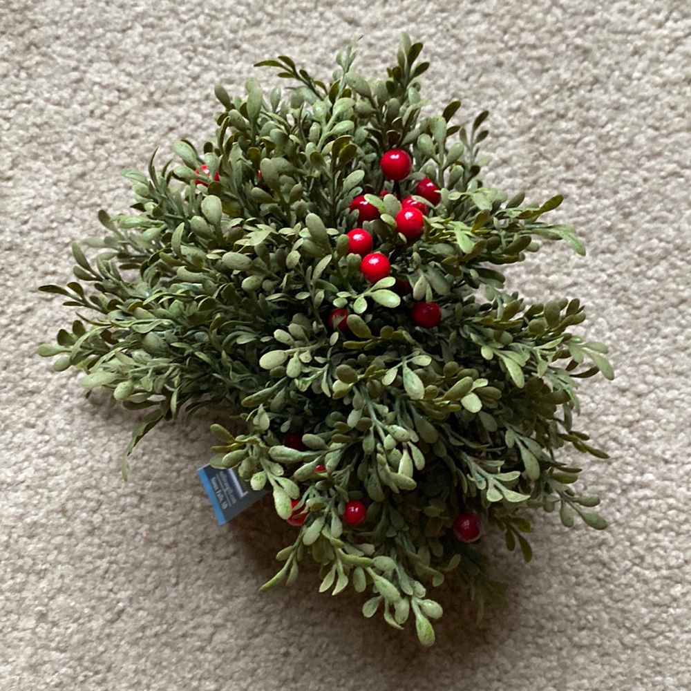 Sullivan Gifts Boxwood Sphere with Red Berries
